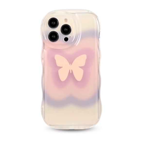 LuxyLemon Pink Butterfly Wavy Phone Case IPhone 14 Pro Max. NWOT - Picture 4 of 5